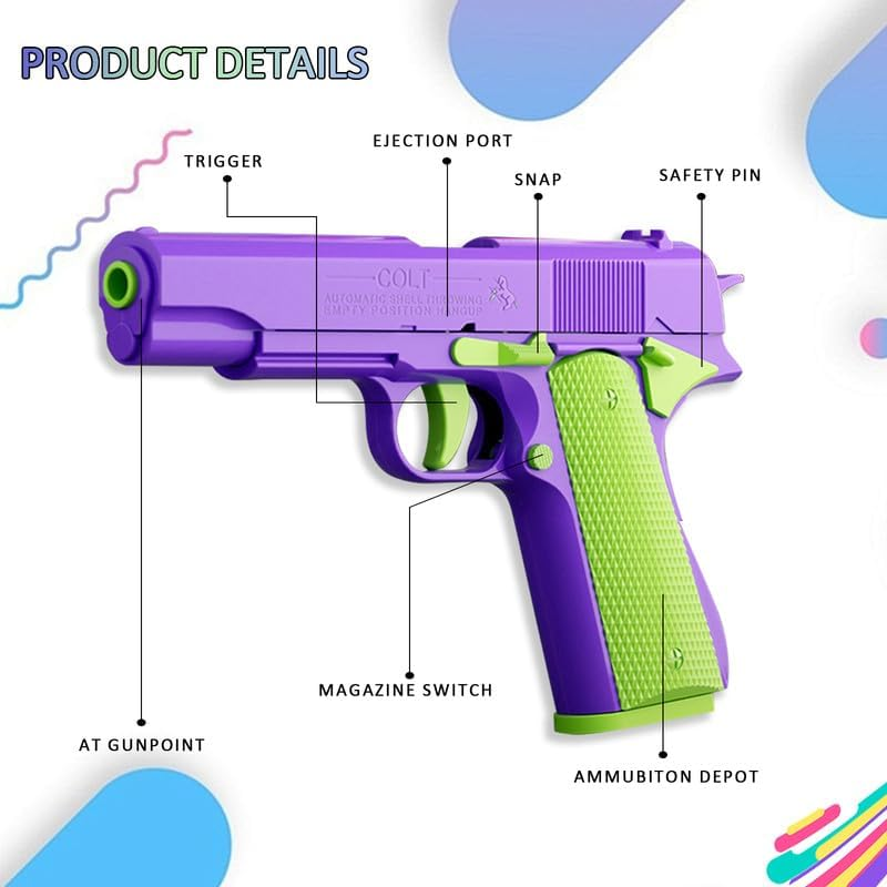 1911 3D Printed Toy Pistol,Soft Bullet Toy Gun for Boys,9Inch,Stress-Relieving Toys for People with ADHD, Anxiety, and Depression(Purple&Green) image number 5