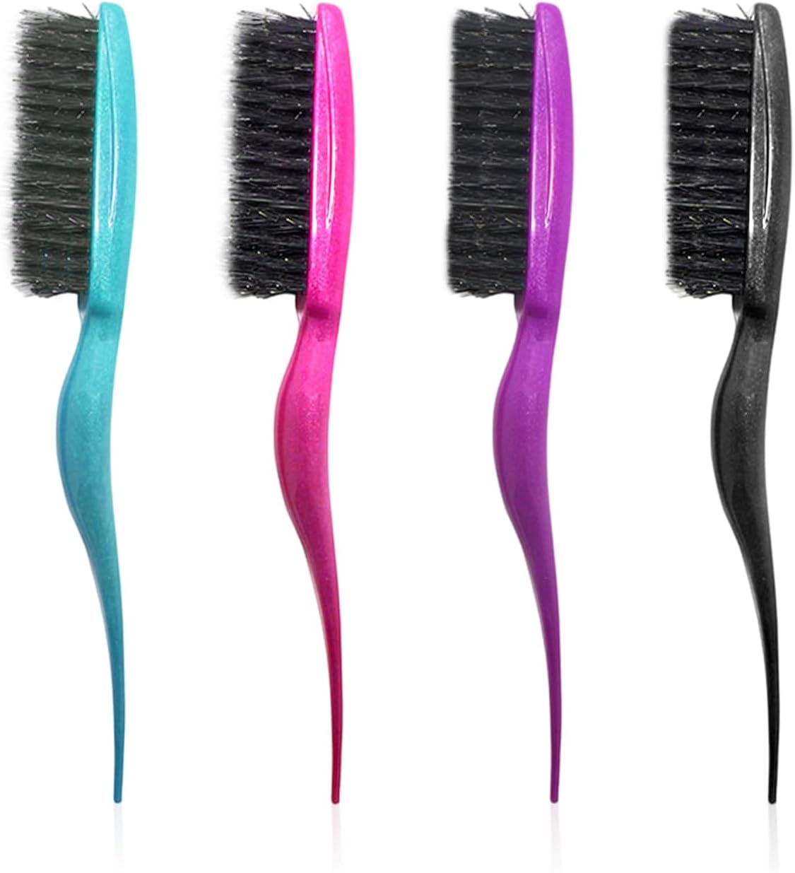 Pack of 4 Wild Boar Bristle Brushes, Back Detangling Brush, Smoothing Women'S Hair Brush, Hair Straightening Brush, Suitable for Scalp Massage, Straight or Curly Hair image number 3