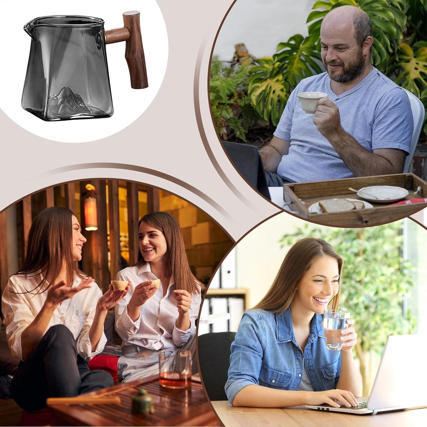 Glass Teapot,Espresso Container with Handle - Heat-Insulating Pour over Coffee Beaker, 330Ml Beverage Containers for Coffee, Water, Tea and Juice image number 6