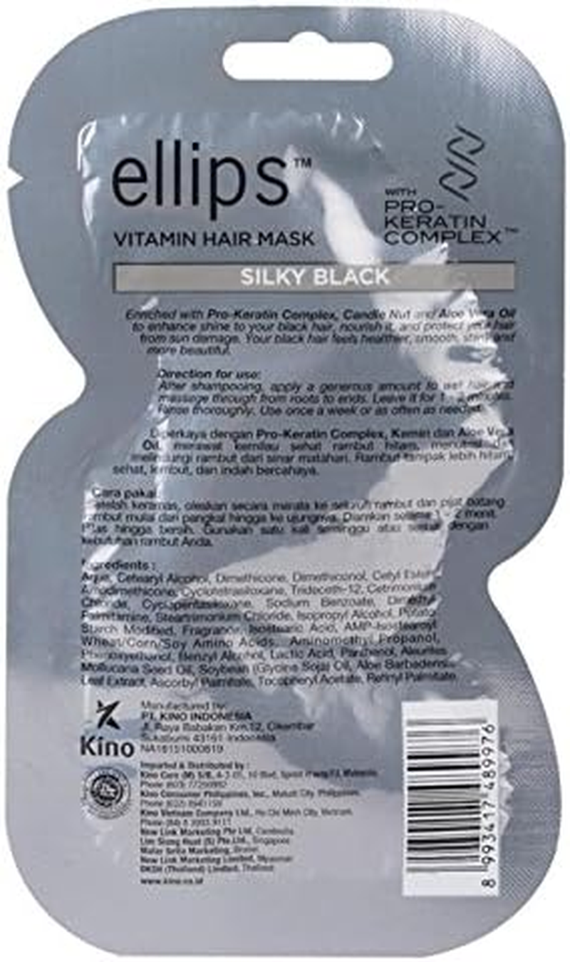 Ellips Hair Mask (Pro Keratin) - Silky Black, 18 Gramme (Pack of 10) image number 2