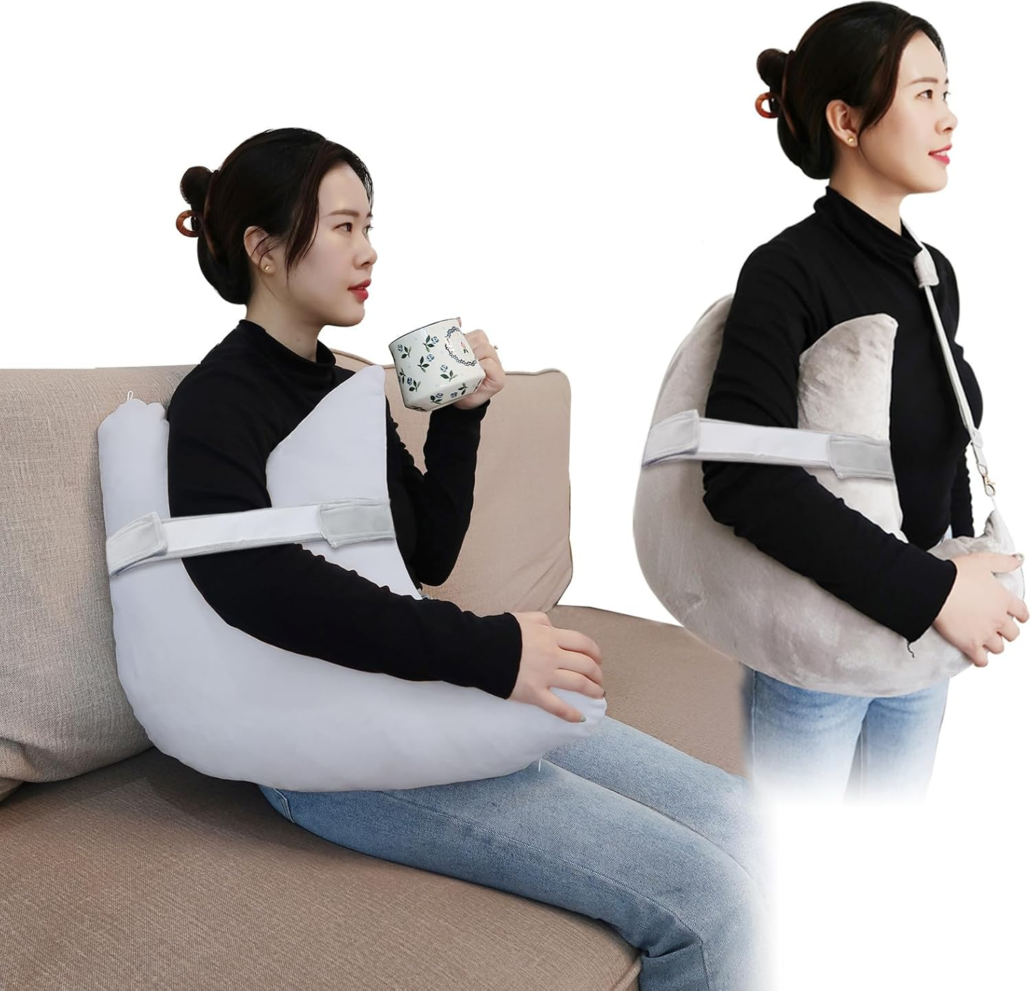 Zimucxn Shoulder Surgery Pillow, Ergonomic Rotator Cuff Pillow, Comfortable Post Shoulder Surgery Pillow, Adjustable Structure Provide Support, Shoulder Pain Relief (Grey, Arm & Shoulder Strap)