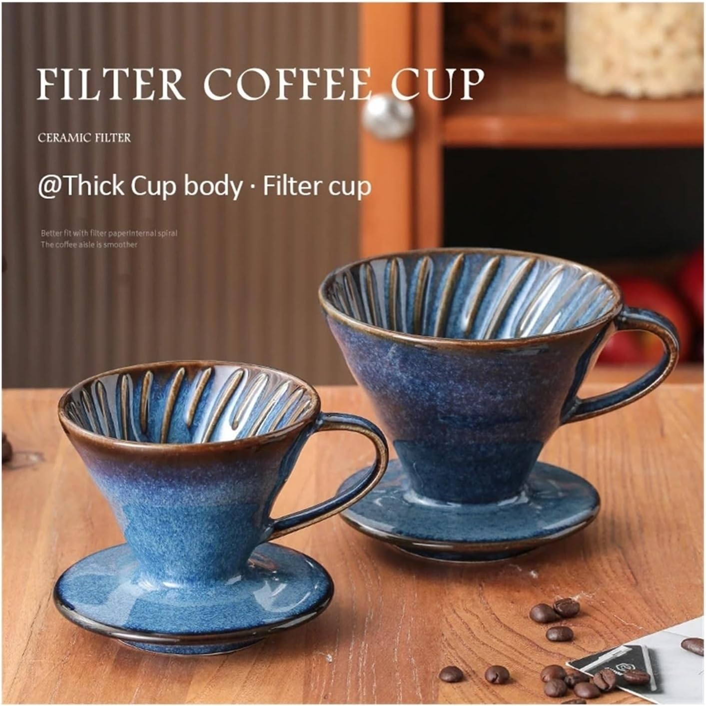 KFKAA V60 Pour over Coffee the Coffee Dripper Is a Simple and Exquisite Single Cup Brewing Device Coffee Drip Machine Suitable for Offices and Apartments Size02 (Blue) image number 5
