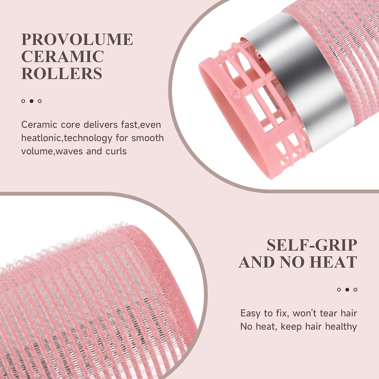 Wetore 26 Pcs Ceramic Thermal Hair Rollers Set,Hair Curlers for Blowout Look Long Medium Short Hair,Jumbo Self Grip Hair Rollers with Clips for Women(18 Rollers + 8 Stainless Steel Clips,Pink) image number 1