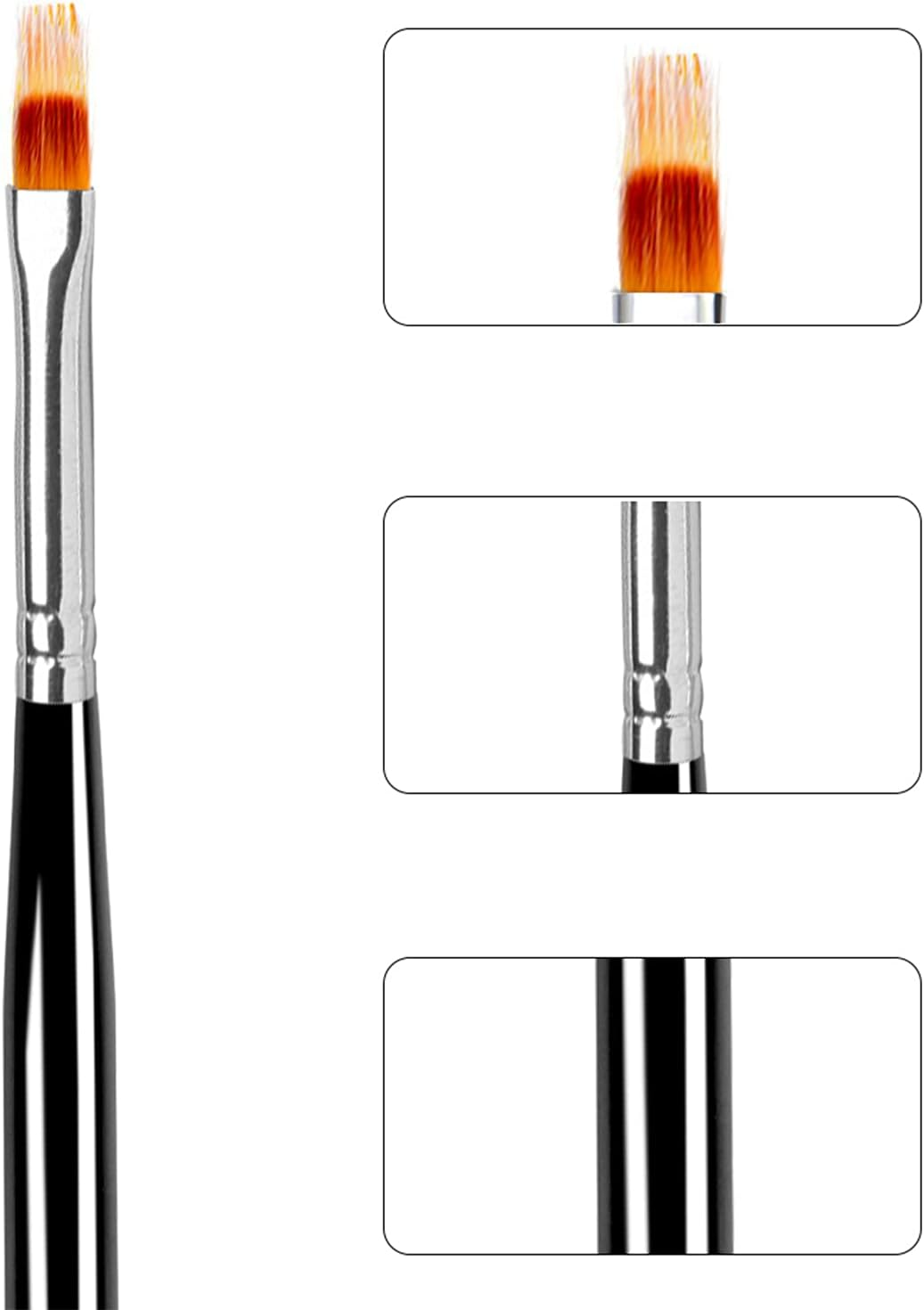 BQAN 2 Pc Nail Ombre Brush Pro Nail Art Tools, UV Gel Nail Art Painting Brush with Wood Handle image number 6