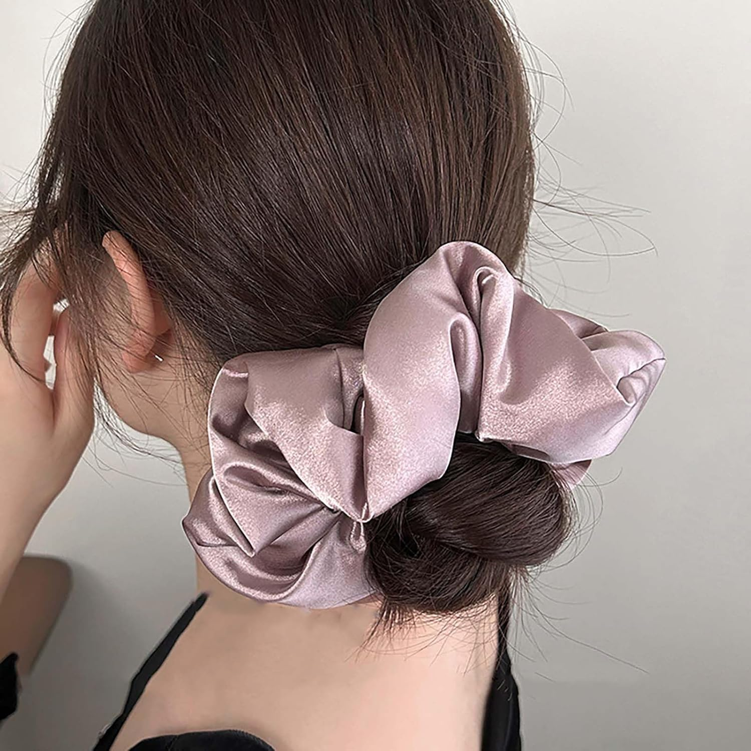 Inateannal Vintage Satin Silk Hair Bobbles Large Satin Elastic Hair Bobbles Purple Large Satin Hair Bobbles Scrunchy Oversized Thick Hair Bobbles Satin Ponytail Holder Hair Bands