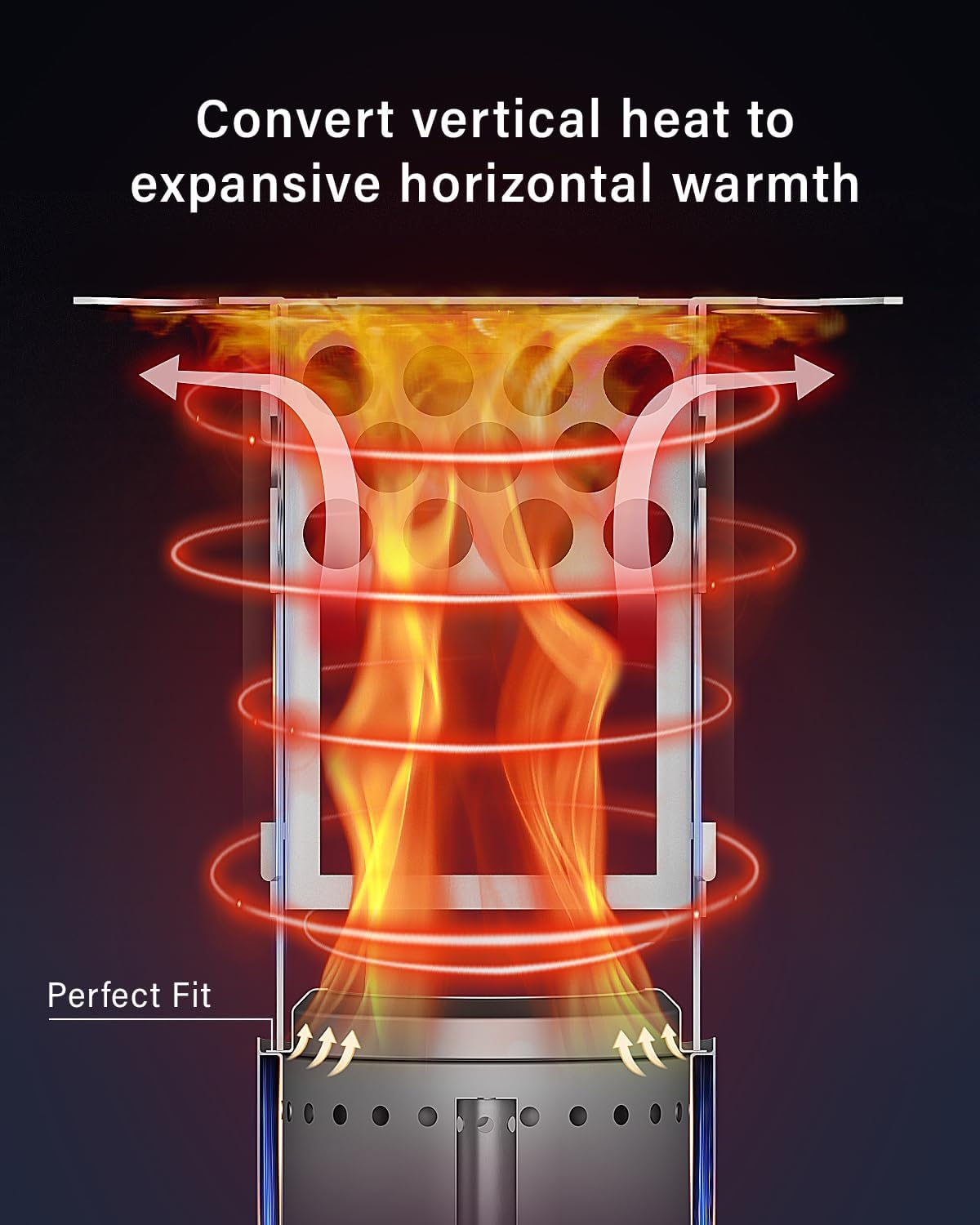 YEFU Fire Pit Heat Deflector for Solo Mesa Stove XL YEFU 7.1 Inch Fire Pit, Portable Heat Diffuser for 7-7.1 Inch Tabletop Firepit Captures and Redirects Warmth, Detachable Burner Cover Accessories image number 1