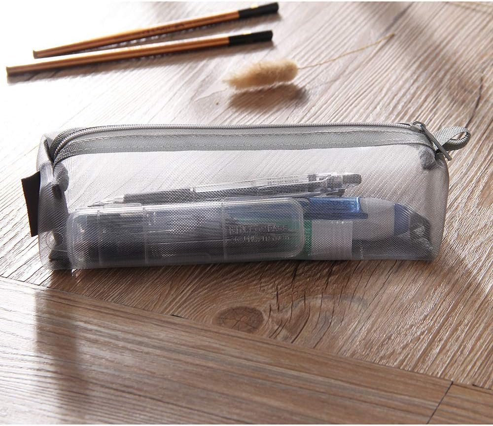 Mesh Pen Bag, 3 Pack Zipper Mesh Pouch, Multifunctional Clear Pencil Case Organizer Stationery Storage Bag for Office Supplies Cosmetics Makeup Travel Accessories (Style1, One Size) image number 6