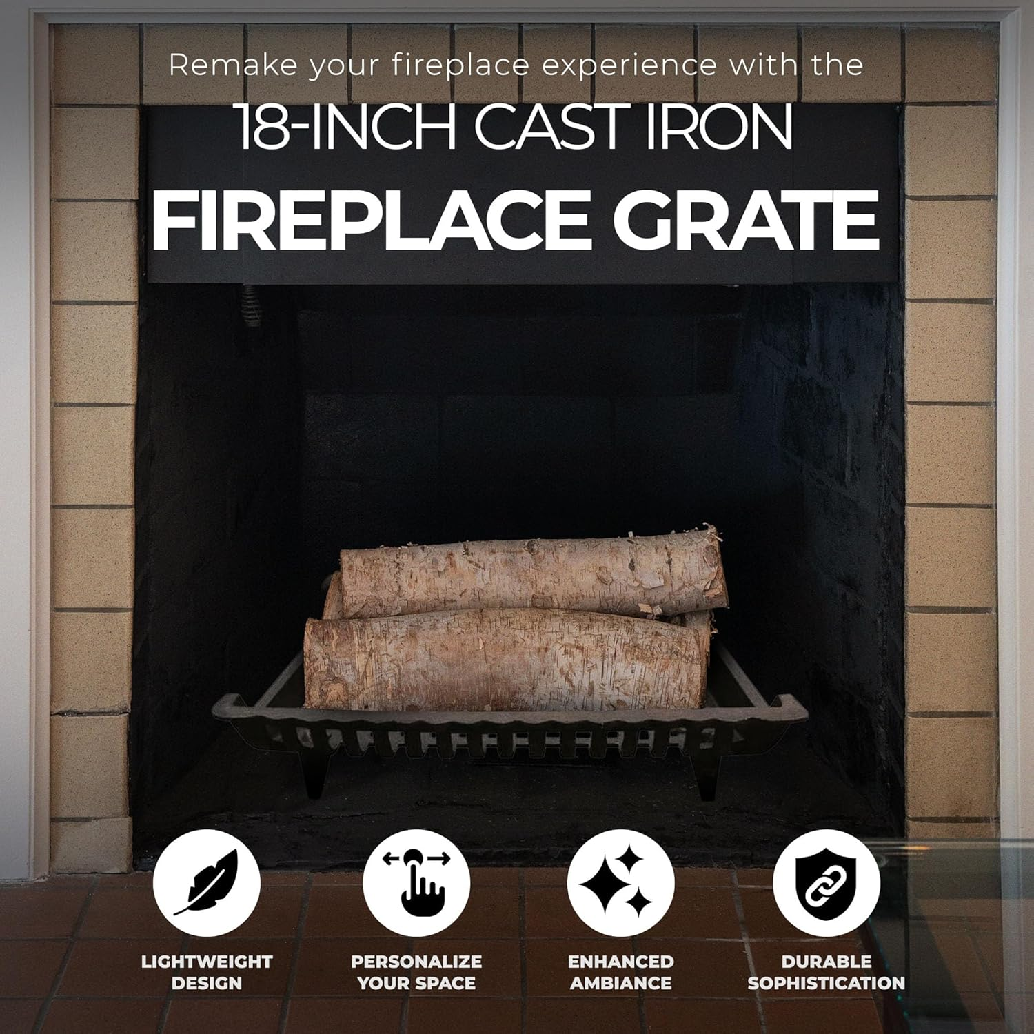 (1) - Panacea Products Corp 5.5M" Black Cast Iron Grate 15418 Fireplace Grates & Andirons image number 4