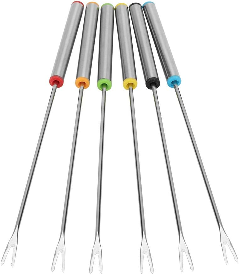 6Pcs/Set Barbecue Fondue Forks Stainless Steel Chocolate Cheese Dessert Fondue Pot Forks Fruit BBQ Meat Kitchen Tool Tableware image number 1