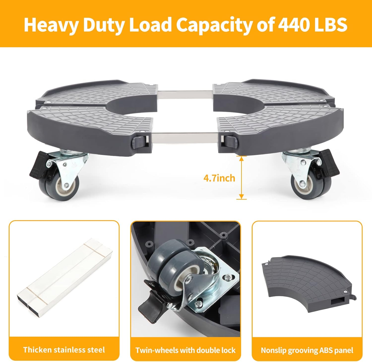 Nefish Pant Stand with Wheels Heavy Duty Plant Caddy Rolling Plant Stand Adjustable 15-21 Inches Plant Dolly Lockable Wheels for Planter Base Indoor Outdoor Large Garden Flower Pot Mover image number 6