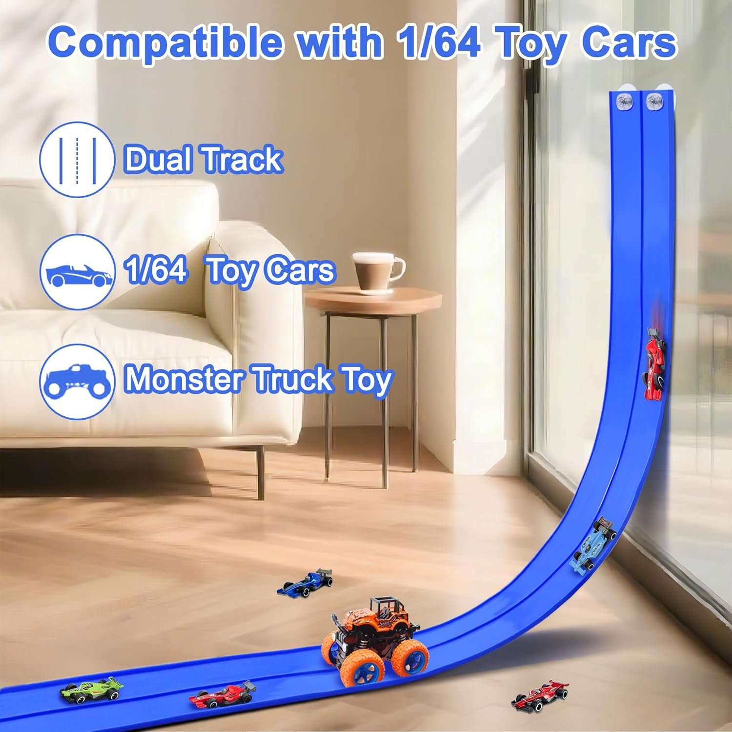 15 Ft Flexible Race Track Set with 6 Toy Cars for Kids Age 3-12 image number 5