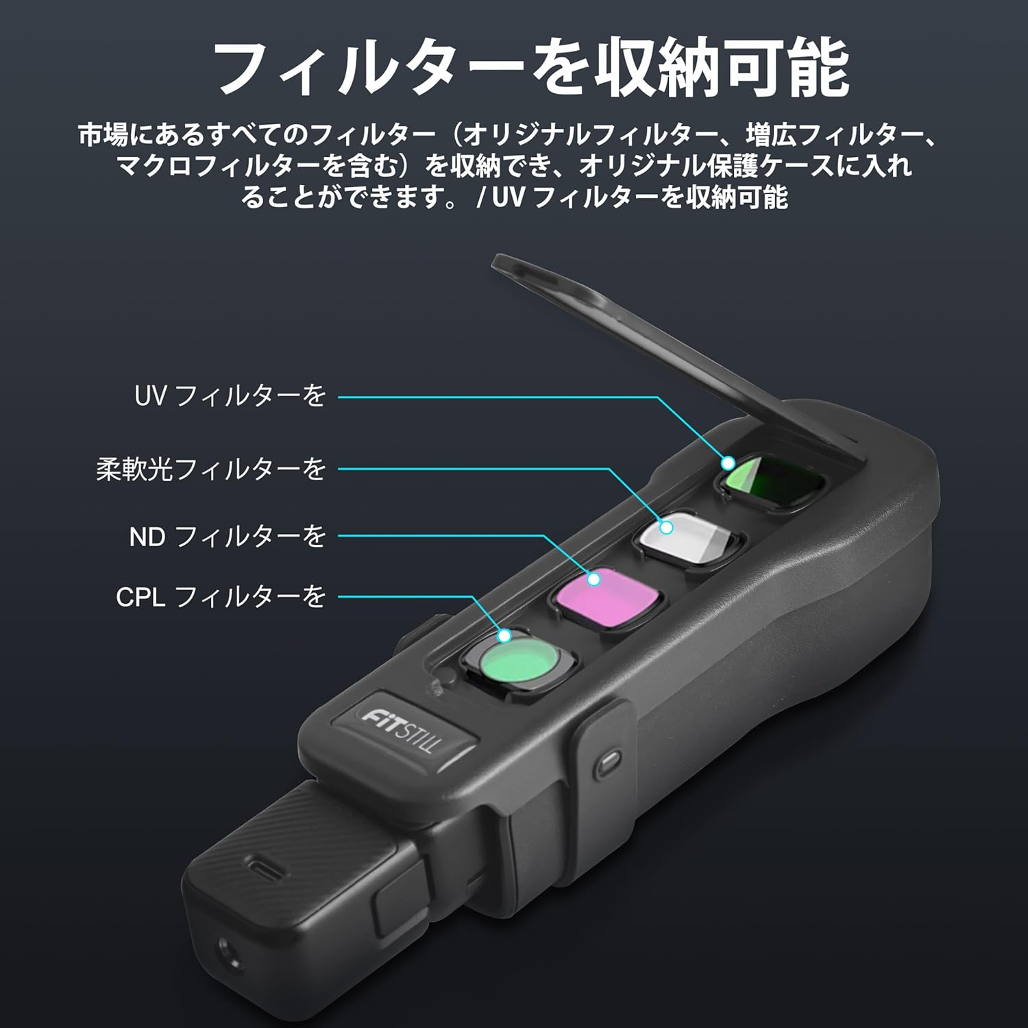 Fitstill Protective Cover for DJI Osmo Pocket 3, All-Round Protection/Matching Original Protective Case, Can Store ND Filters, with Strap and Safety Rope, Pocket 3 Protective Case Accessory