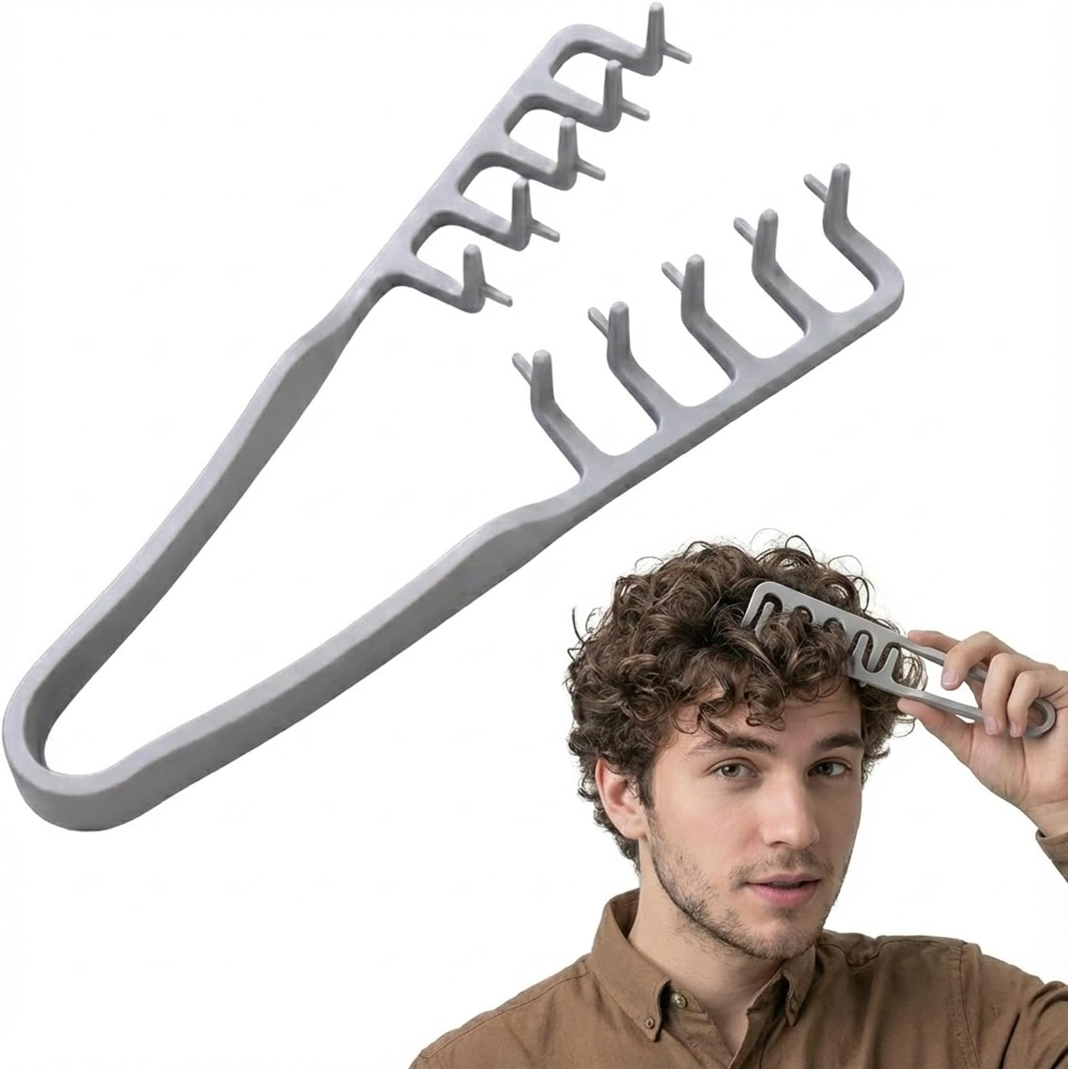 Texture Comb, Wide Tooth Styling Comb for Men Women, Hair Volumizer Tool Bangs Seam Anti-Frizz Plastic Curl Comb (Grey)