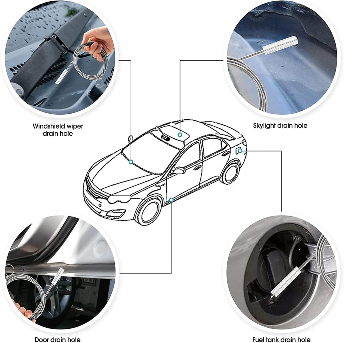 60Inch Long Wire Brush, Long Flexible Tube Cleaning Brush Drain Brush Hose Pipe Brush, Drain Cleaner Sunroof Drain Cleaning Tool for Car, Fridge, Home Kitchen, Fish Tank, Water Pump Accessories image number 6