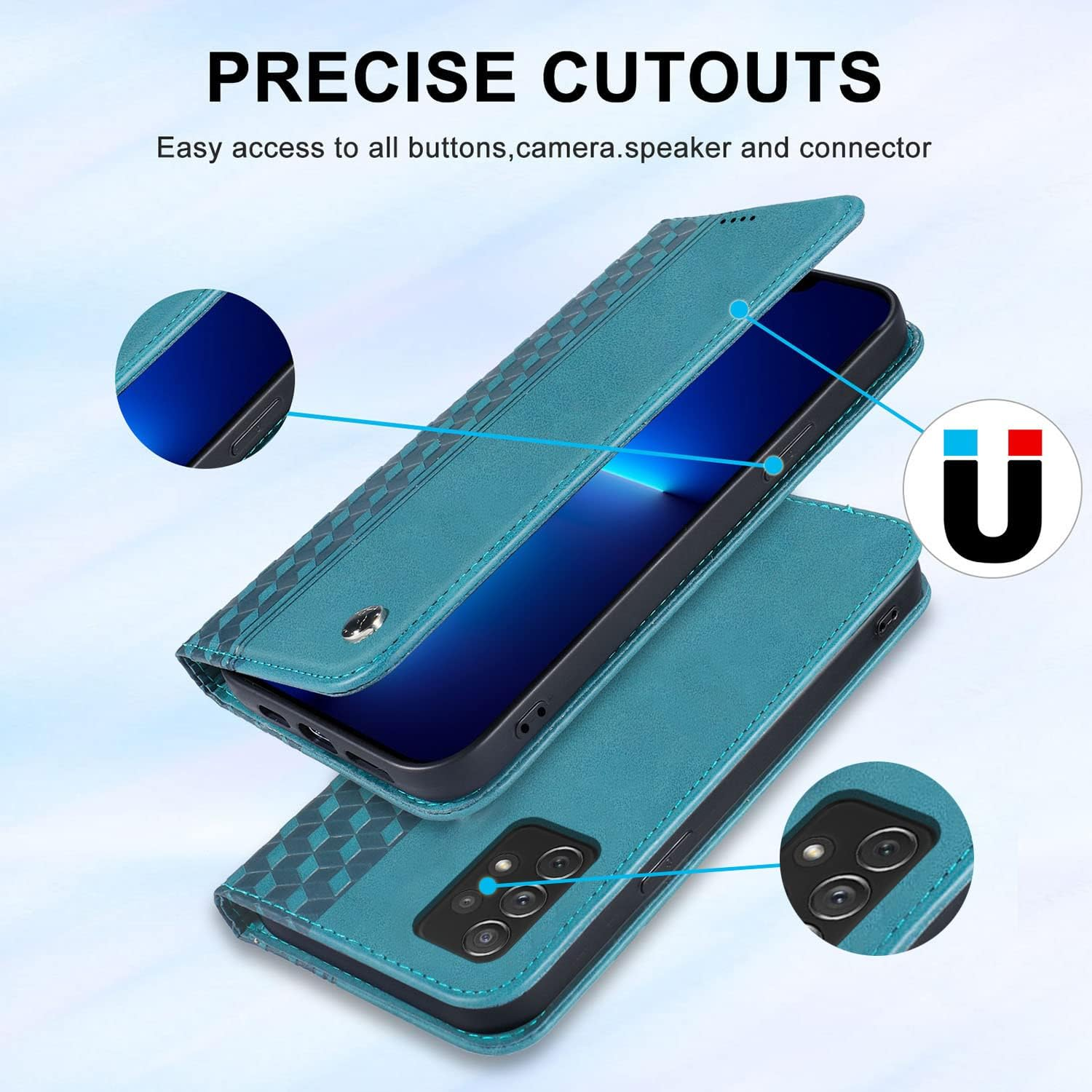 Case for Samsung Galaxy A13 4G/A13 5G/M13 5G/A04S/A04, Shockproof PU Leather Flip Folio Cover with Card Slots, Magnetic Wallet Case for Samsung Galaxy A13, Green image number 2