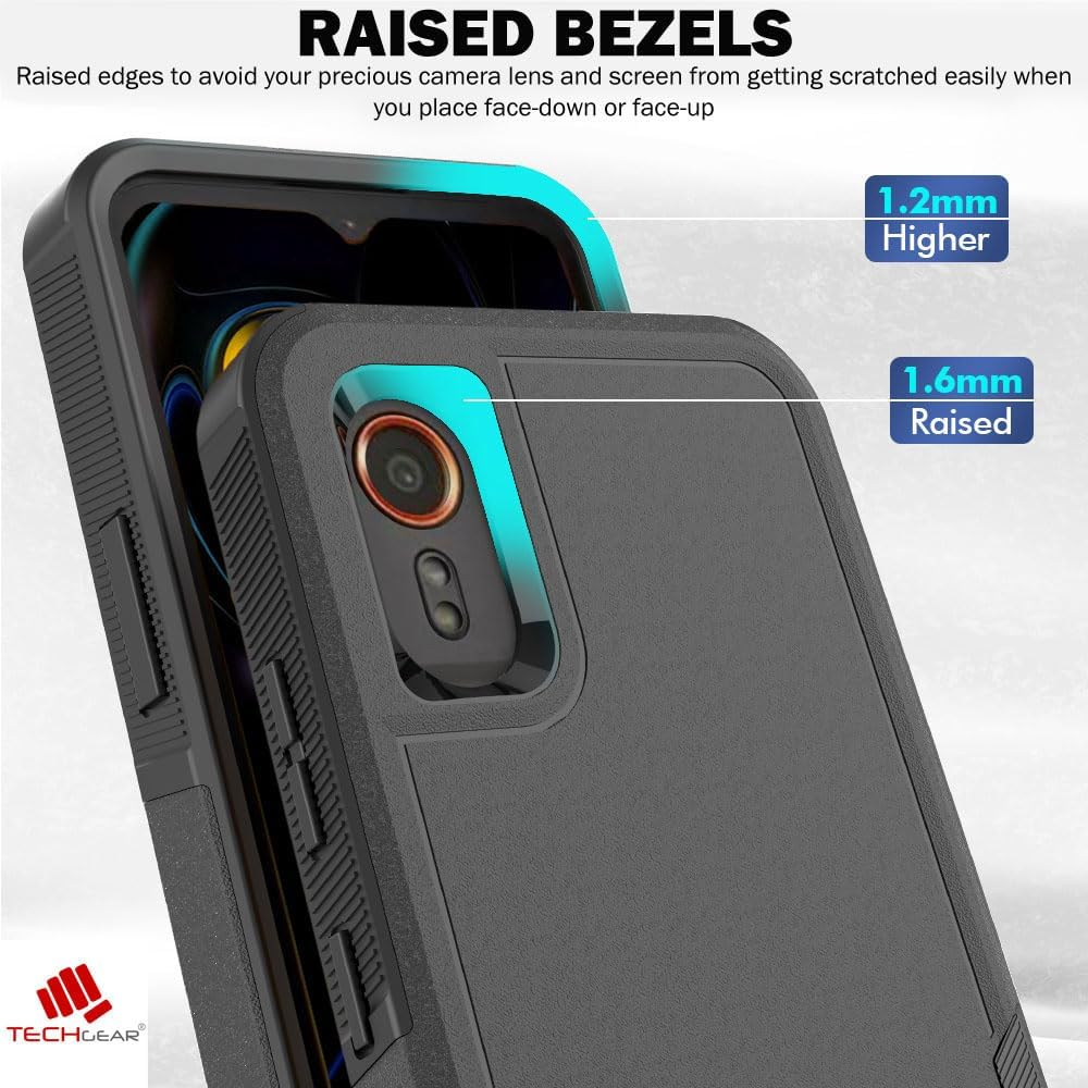 TECHGEAR Galaxy Xcover 7 Tough Armoured Case - Shockproof, Rugged, Sturdy [Heavy Duty Protection] [Non-Slip] 2-Layer Impact Phone Case Cover Designed for Samsung Galaxy Xcover 7 5G (Black) image number 3