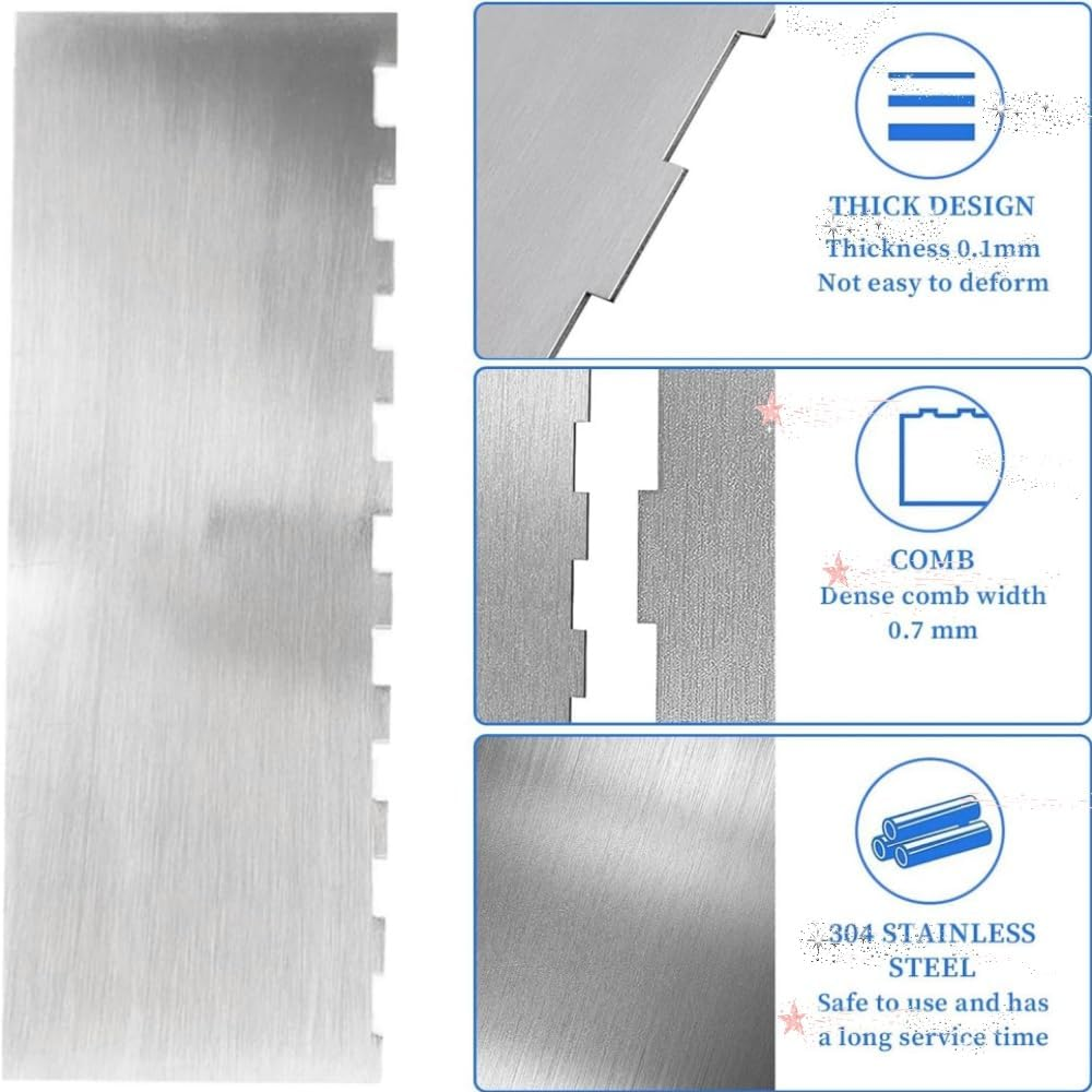 HIDOSNG 2Pcs Stainless Steel Cake Scraper with Sided Patterned Edge Stripe Edge, Pastry Baking Smoother Scraper Cake Decorating Tools for Mousse Butter Cream Cake（Silver） image number 1