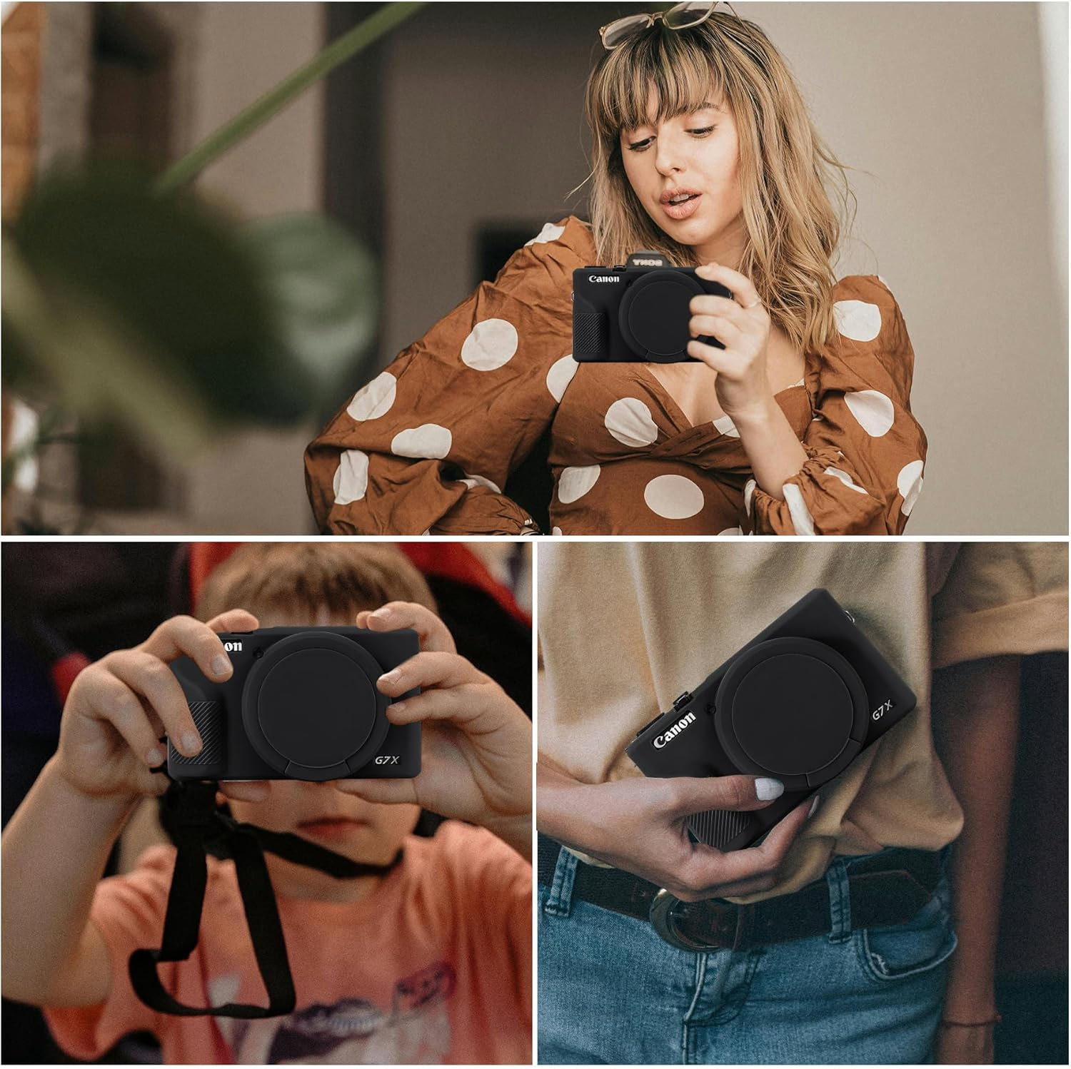 Elonbo Silicone Case for Canon Powershot G7X Mark III Digital Camera, Soft Protective Cover with Removable Lens Cover for Canon Powershot G7X Mark III DSLR Camera, Black