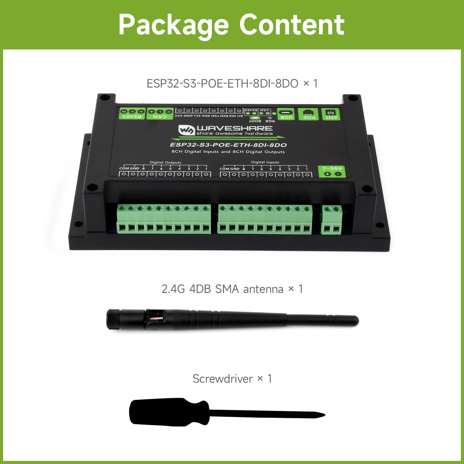 Waveshare Industrial ESP32-S3 Control Board with 8-Channel Digital Input & Output, Built-In Xtensa 32-Bit LX7 Dual-Core Processor, up to 240Mhz, with Multiple Isolation Protection Circuits image number 5