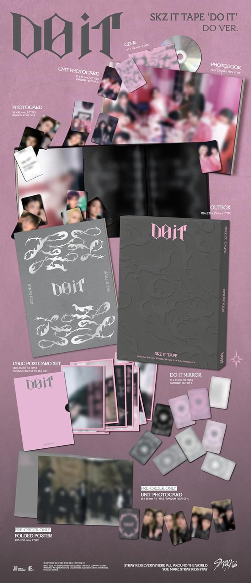 Stray Kids DO IT SKZ IT TAPE Album with Tracking Sealed (DO 2 Version Set : Do+1Accordion) image number 2