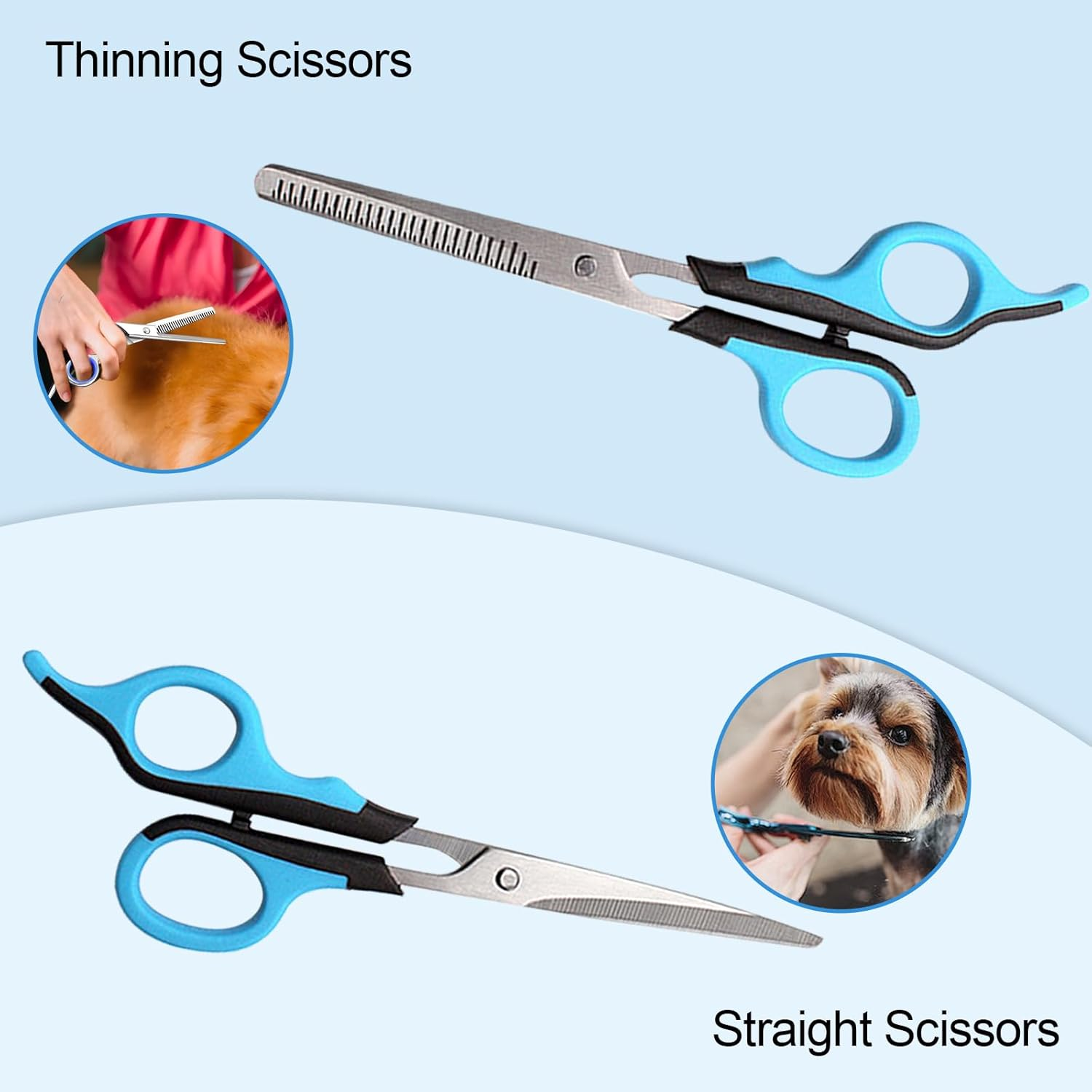 Proxima Direct 6 in 1 Dog Grooming Scissors Kit with Straight & Thinning Scissors, Nail Clipper, Grooming Comb, Grooming Glove, Travel Pouch Organizer, Haircut Nail-Care Set for Pets Dogs and Cats image number 4