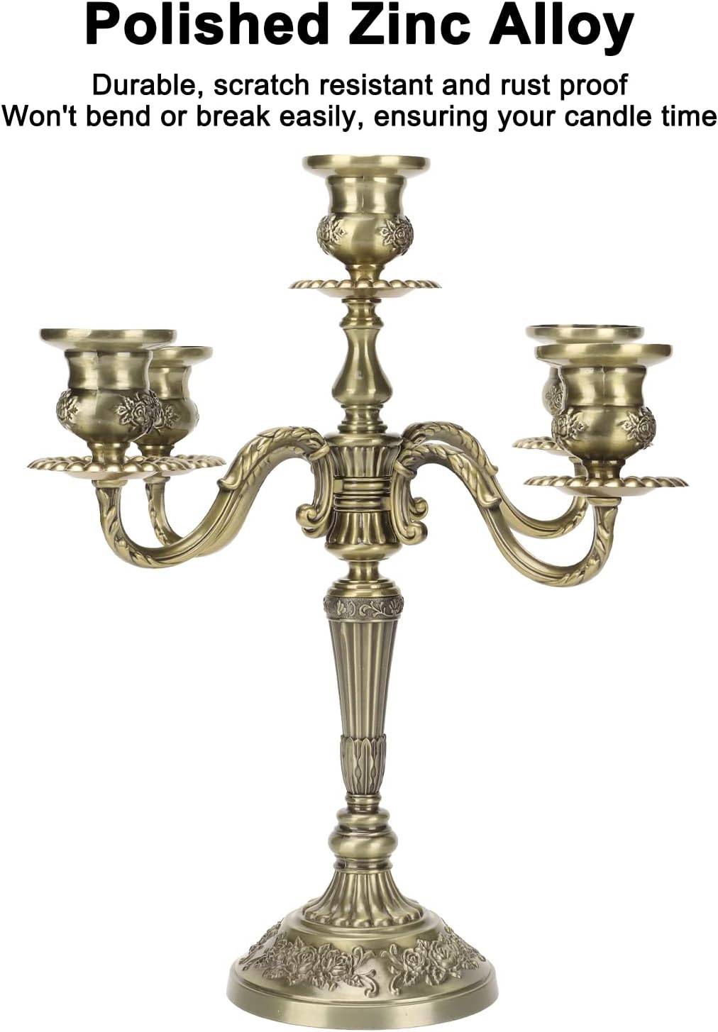 5 Arm Candelabra, Multi-Purpose Antirust Scratch Resistant Metal Candelabra for Party image number 2