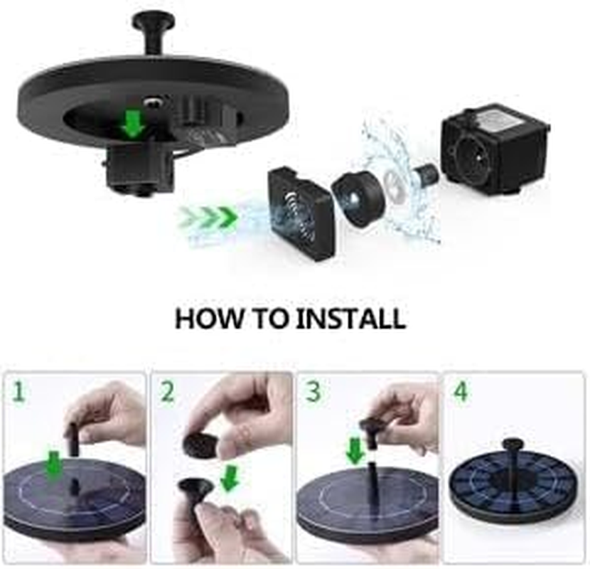 Solar Fountain for Bird Bath, Solar Water Fountain with Multiple Nozzles & Fixed Pipes, Upgraded Solar Water Pump, Suitable for Bird Bath, Garden, Courtyard, Fish Tank, Outdoor image number 2