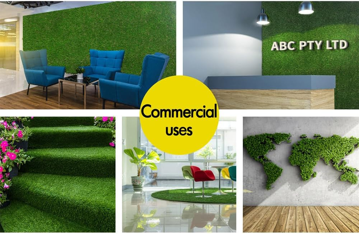 OTANIC Artificial Grass 10 SQM Roll 1X10M Synthetic Turf Gloss Finished 45Mm Pile Height with Drainage Fake Yarn Lawn Plant Rug 4-Tone Green Colour for Garden Outdoor Indoor Backyard image number 5