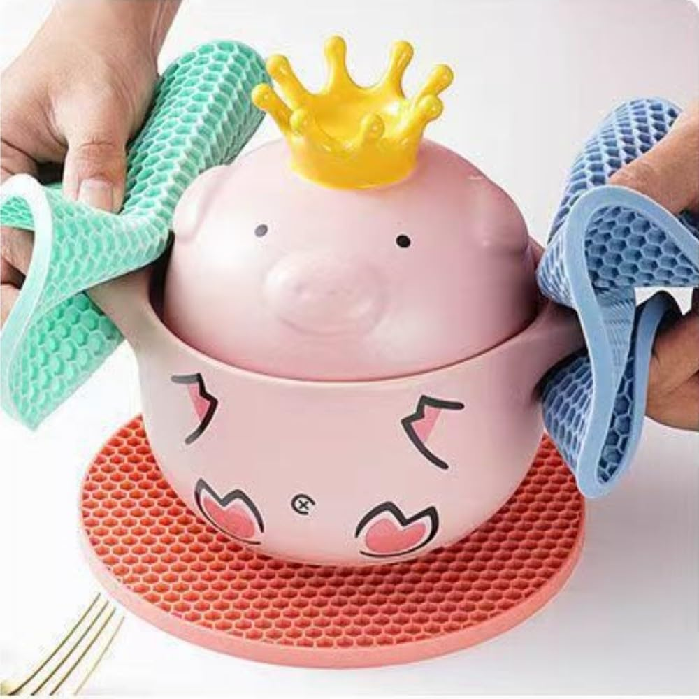 Trivets for Hot Dishes, 4 Pack Hot Pads for Kitchen, Silicone Trivets for Hot Pots and Pans, Multi-Purpose Silicone Pot Holder, Heat Resistant Mat Potholders Round image number 1