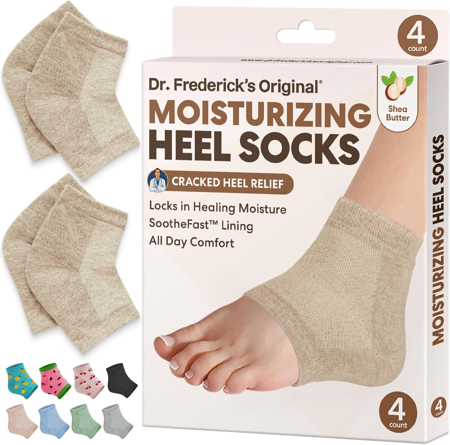 Dr. Frederick'S Original Moisturizing Heel Socks for Cracked Heel Treatment - 3 Pairs - Stop Cracked Heels in Their Tracks - Summer Print