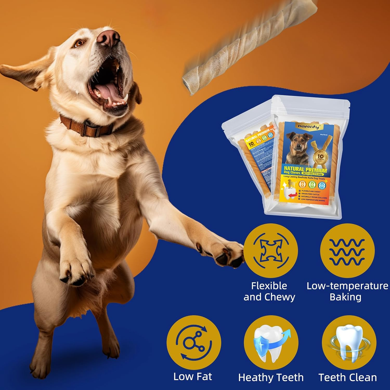 Natural 5-8" Bully Sticks for Small & Large Dogs-Long Lasting, Rawhide Free, Low Odor Dental Chew Treat-100% Real Beef - 8 Oz. Bag-10 Sticks image number 5