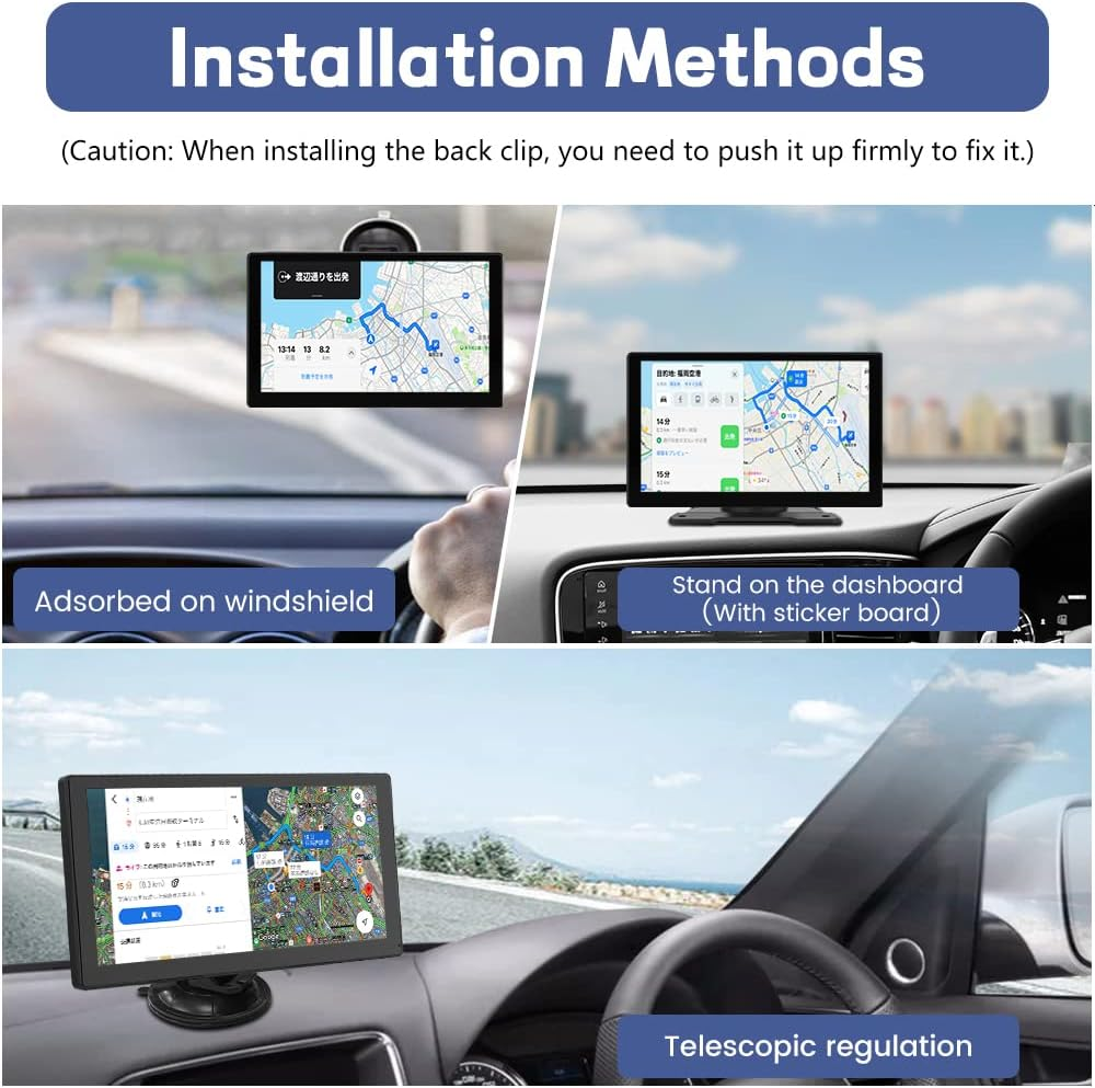 9 Inch Wireless/Wired Carplay, Android Auto and Mirror Link, IPS Touch Screen Portable Car Stereo, Bluetooth Audio, Siri, Navigation Car Screen for All 12-24V Vehicles image number 3