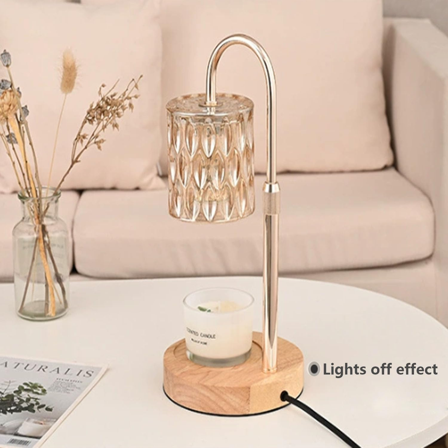 Dimmable Candle Warmer Lamp with Timer, Height Adjustable Electric Wax Warmer for Home Decoration with Top down Light Heat Melting for Any Size Jar Candles image number 6