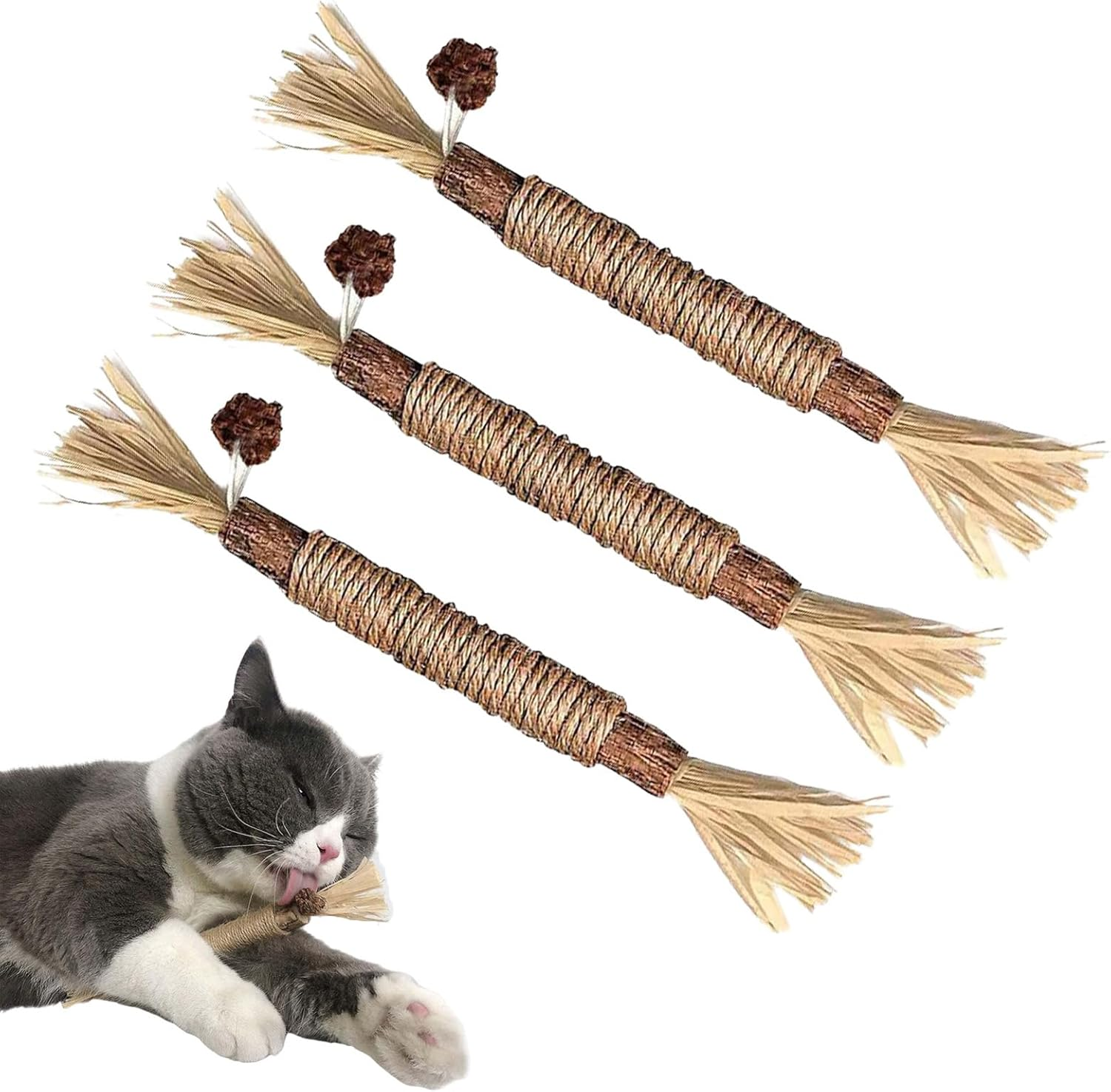 Silvervine Stick - Natural & Safe , Natural Cat Chew Toy, Cat Teething Toy | Stick to Promote Fun Behaviors, Commitment and Wellness