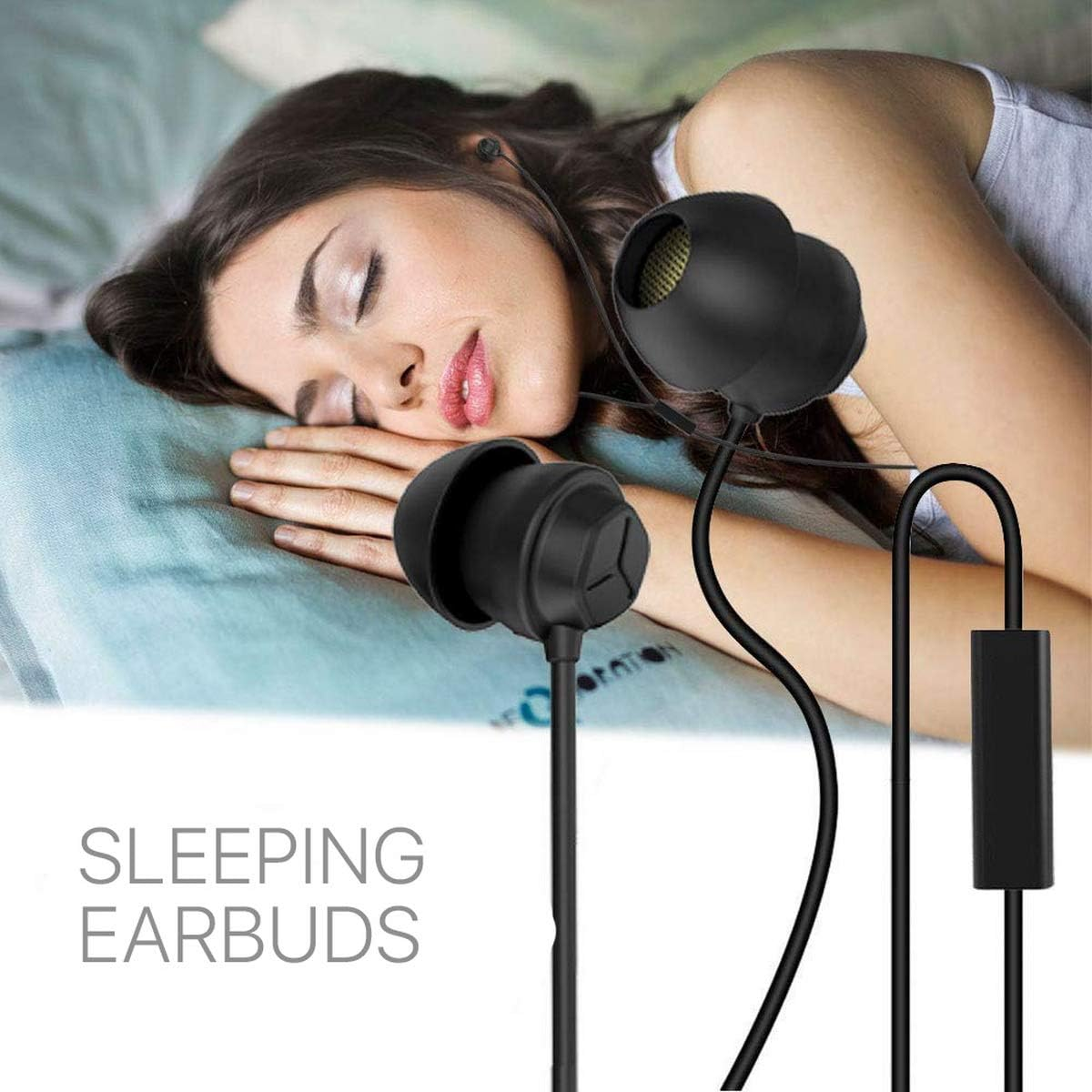 Sleep Earphone Anti-Noise In-Ear Ultra-Soft Headphones Earbuds Headset Phones for Sleeping Travel Relaxation (Black) image number 5