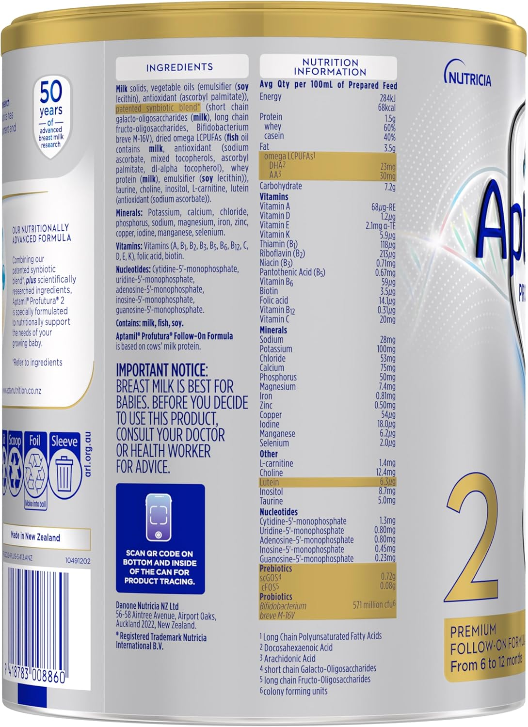 Aptamil Profutura 2 Premium Nutritionally Tailored Follow-On Formula, Scientifically Researched Ingredients with Synbiotic Blend, Infant Formula from 6-12 Months, 900G image number 2