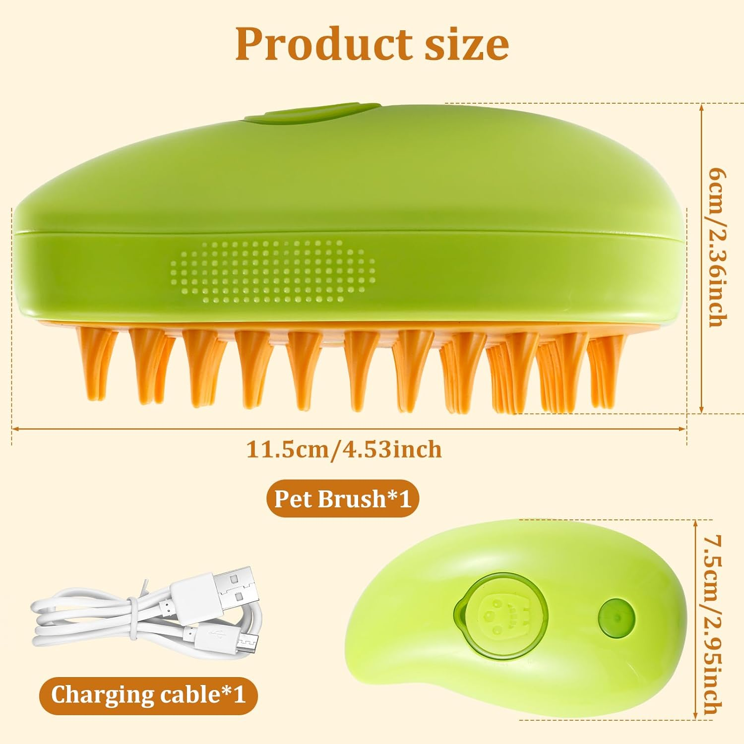 Spray Cat Brush for Shedding, 3 in 1 Cat Steamy Brush,Multifunctional Dog Steamer Brush with Water Tank ,USB Electric Spray Cat Hair Brush, Pet Massage Steamy Brush Grooming Brush,Anti-Flying Hair (Fresh Green) image number 5