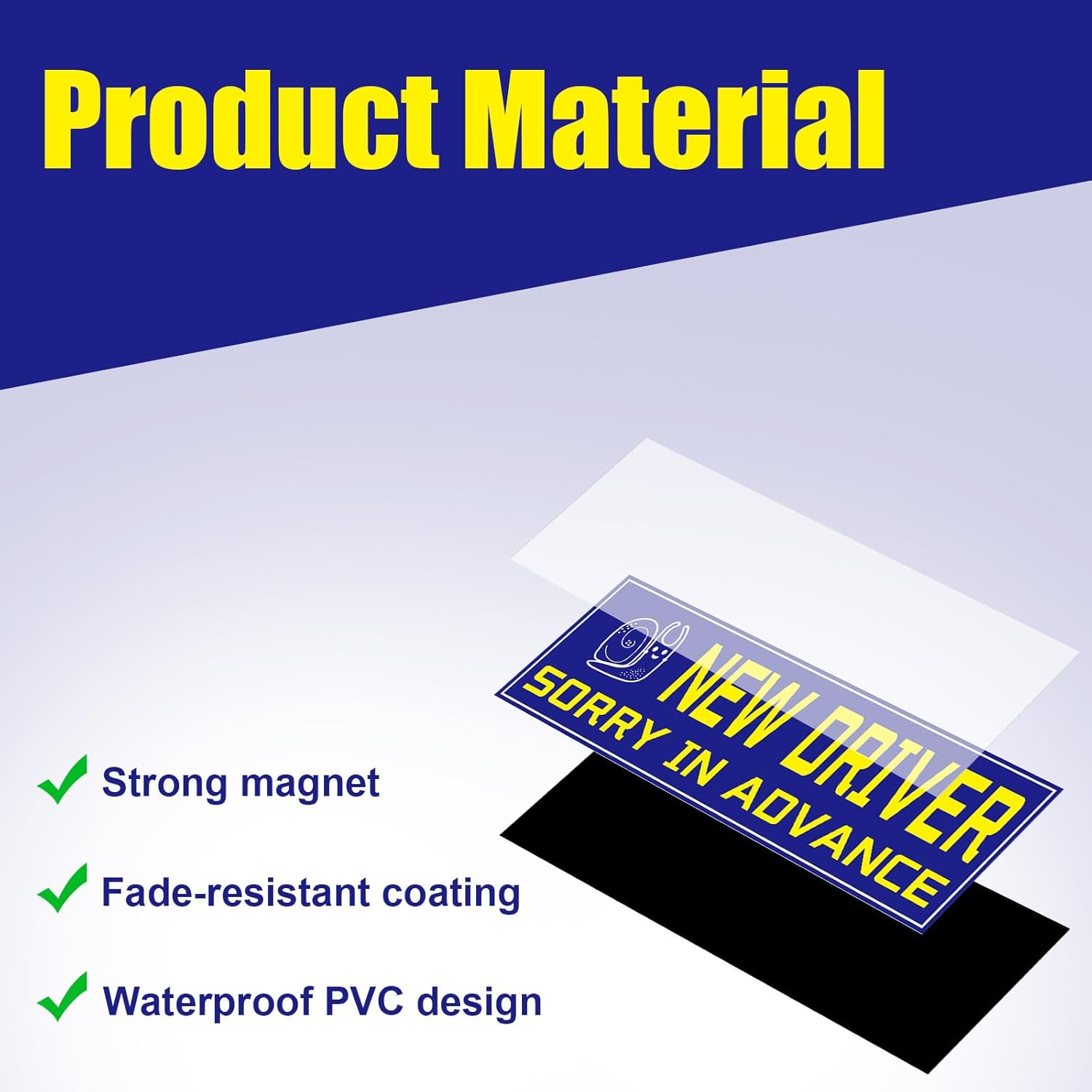 3Pcs New Driver Magnet for Car, Reflective Please Be Patient New Driver Signs Funny Student Driver Magnetic Bumper Sticker Removable Novice Driver Vehicle Safety Warning Sign image number 1