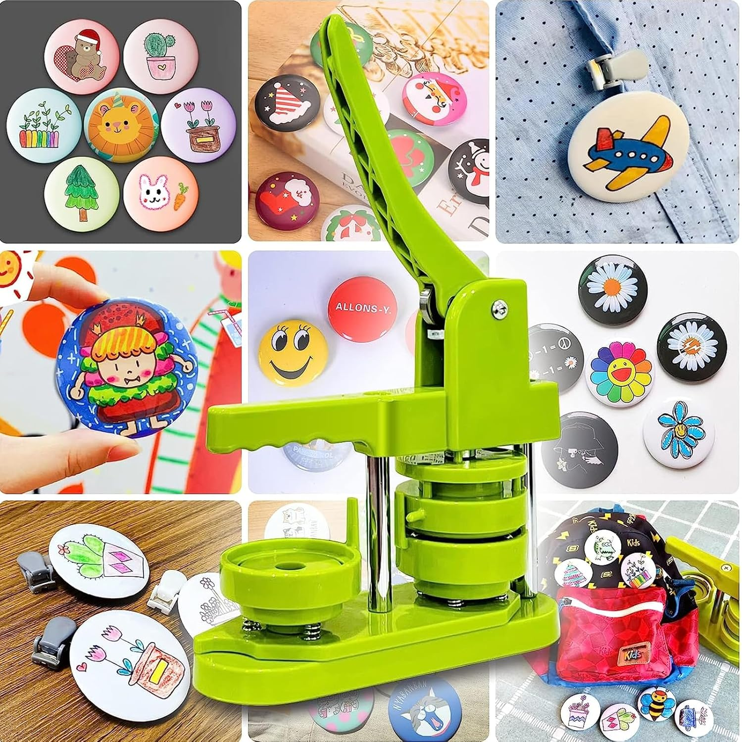 Button Maker Machine, DIY Button Pin Maker Machine, Badge Button Press Machine with 100Pcs Button Parts, Circle Cutter, Book (58Mm) image number 2