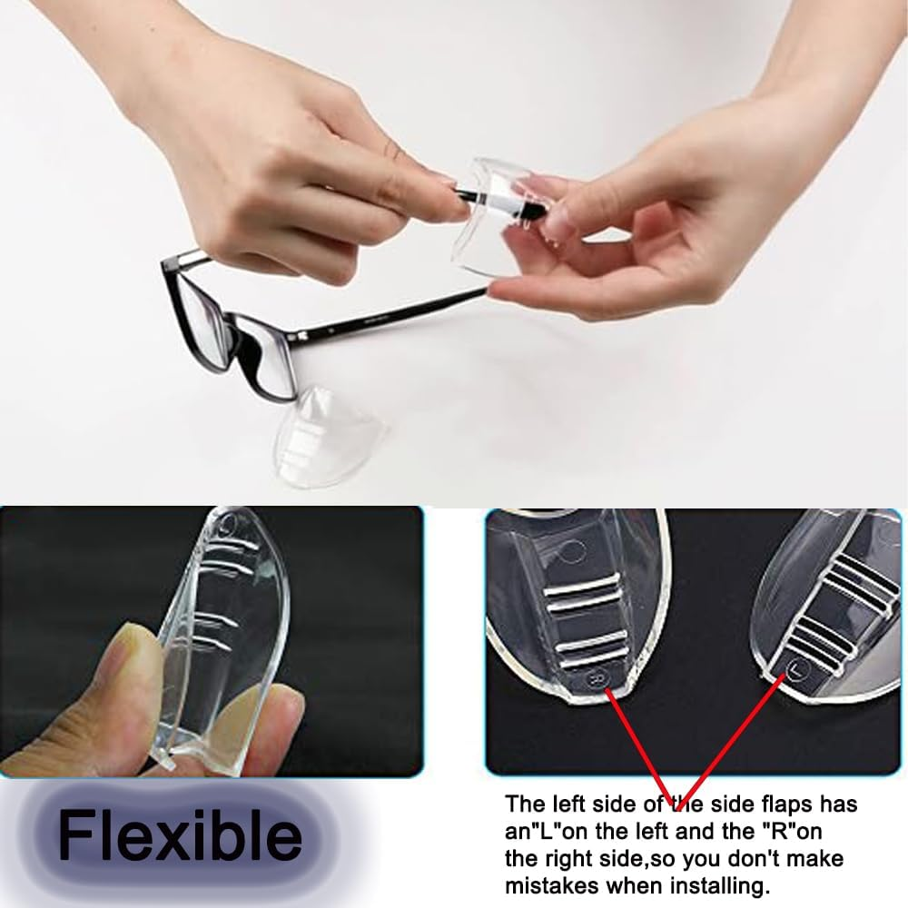 Yiyuanhe Safety Glasses Side Shields,2 Pairs Side Shields for Glasses Universal, Transparent image number 2