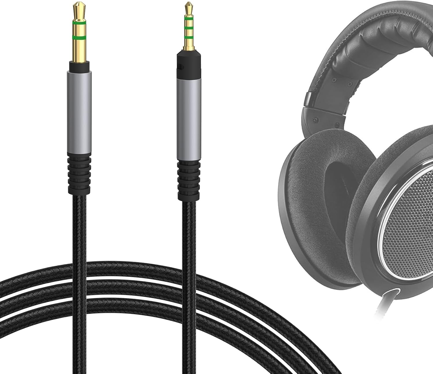 Geekria Audio Cable Compatible with Sennheiser HD 620S/599SE/599/598/598SE/560S/550/505/400PRO Headphones, 3.5Mm to 2.5Mm Braided Nylon Replacement Cord (Black 4Ft / 1.2 M) image number 1