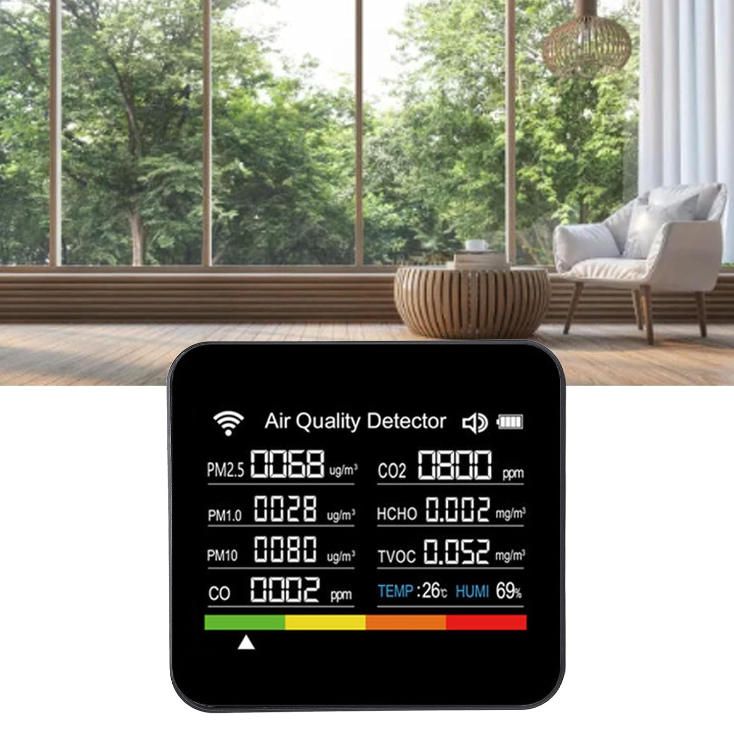 14 in 1 Indoor Air Quality Meter with Precise Sensor Wifi Connectivity Clear Display Screen for Smart APP image number 3