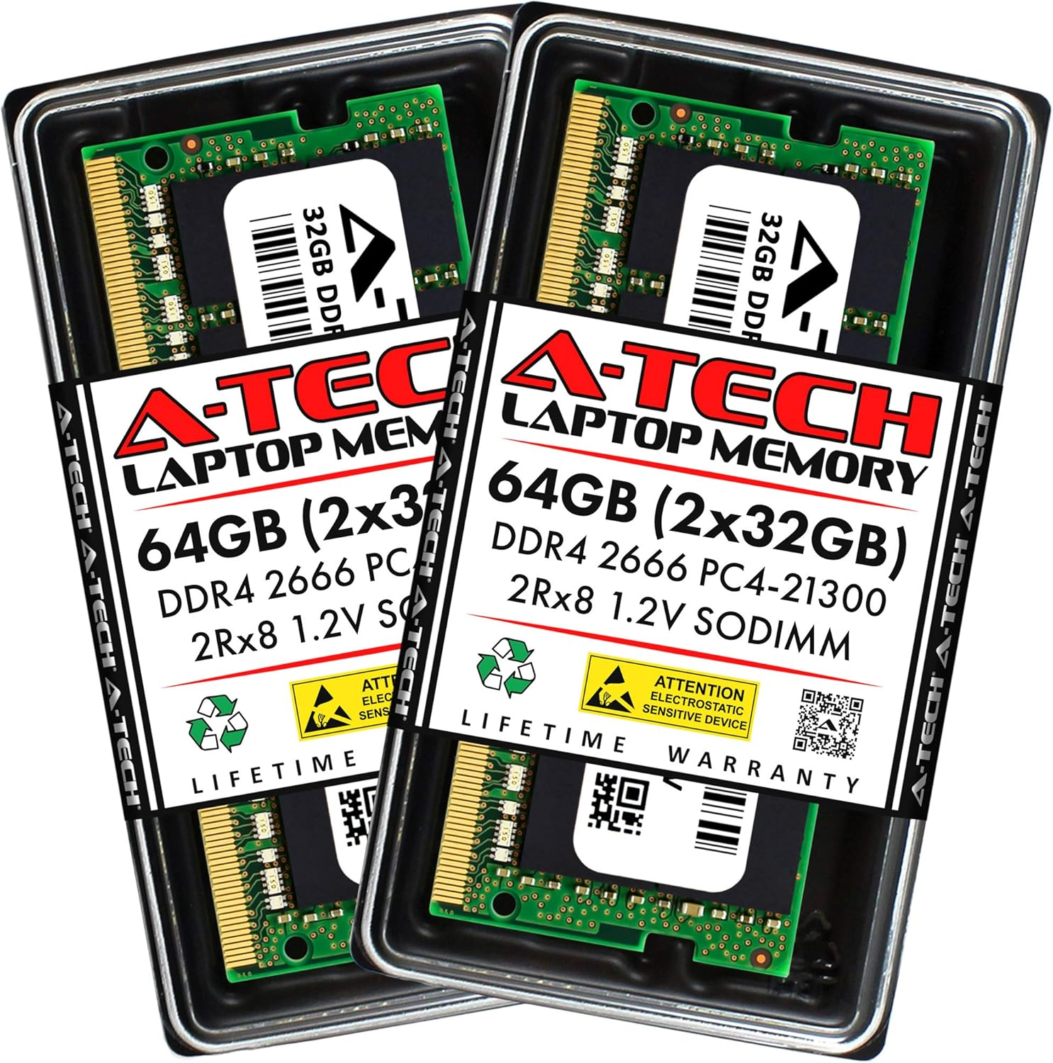 A-Tech 64GB (2X32Gb) DDR4 2666Mhz SODIMM PC4-21300 2Rx8 Dual Rank 260-Pin CL19 1.2V Non-Ecc Unbuffered Notebook Laptop RAM Memory Upgrade Kit image number 5