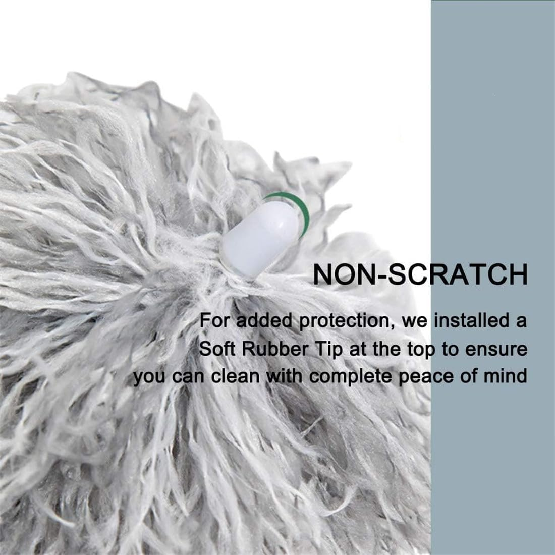 XXWZJH Microfiber Feather Duster,30-100 Inches Extra Long Cobweb Cleaner, Bendable Head, Non-Scratch, Washable for Ceiling, Fan,With Extendable Pole (Grey) image number 4