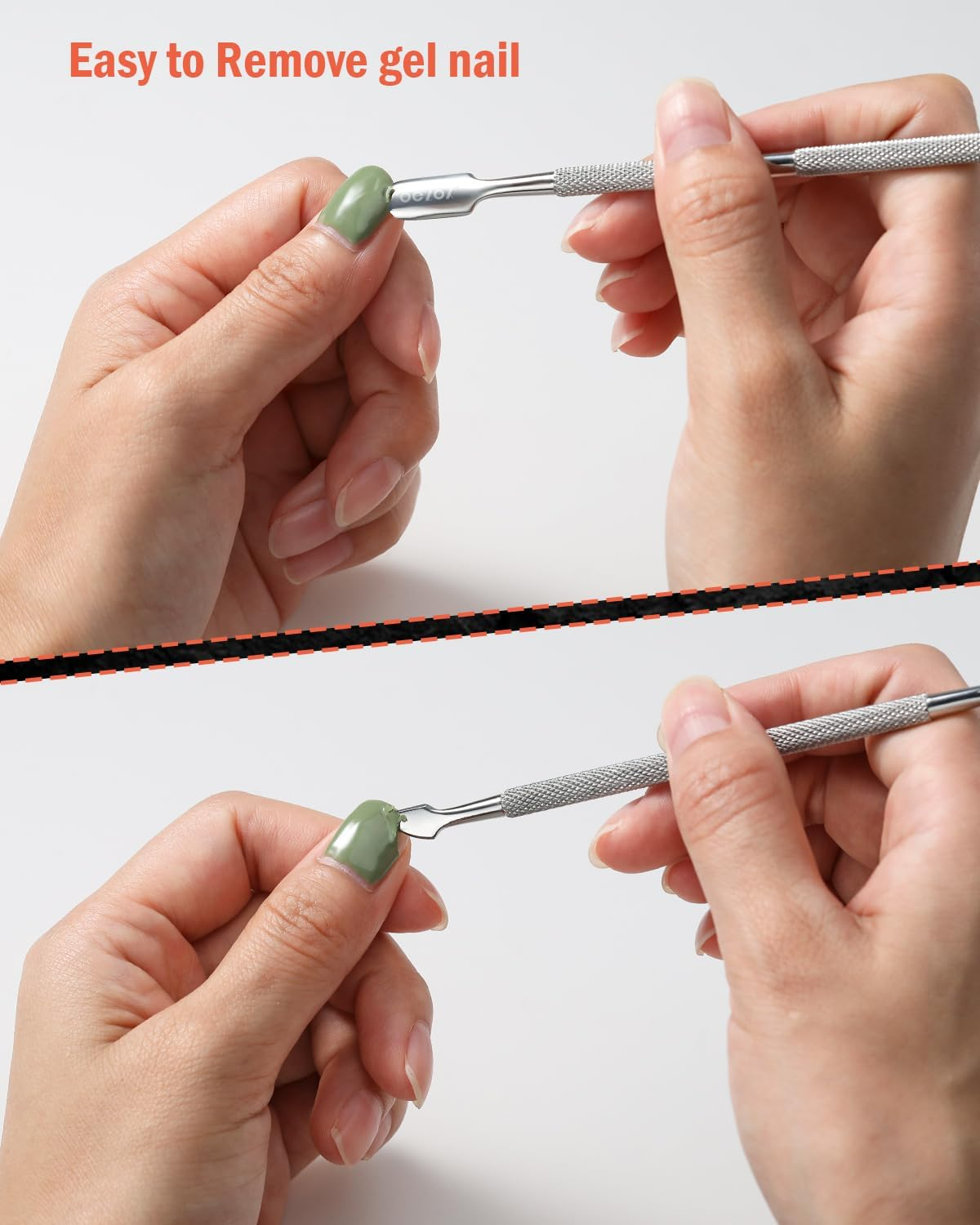 BEZOX Cuticle Pusher - Stainless Steel Cuticle Stick & UV Gel Nail Polish Remover Tool - Professional Double-Ended Cuticle Trimmer Manicure Tool for Healthy and Beautiful Nails image number 4