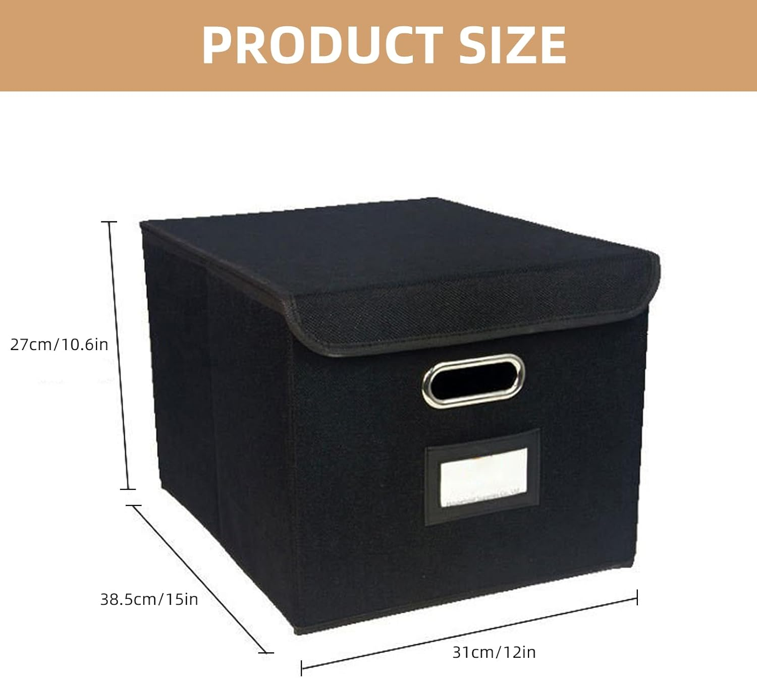 Upgraded Portable File Organizer Box, Large Linen Hanging Office Document Storage Box with Lid, Collapsible Filing & Storage Boxes for Office/Decor/Home. (Light Gray) image number 1