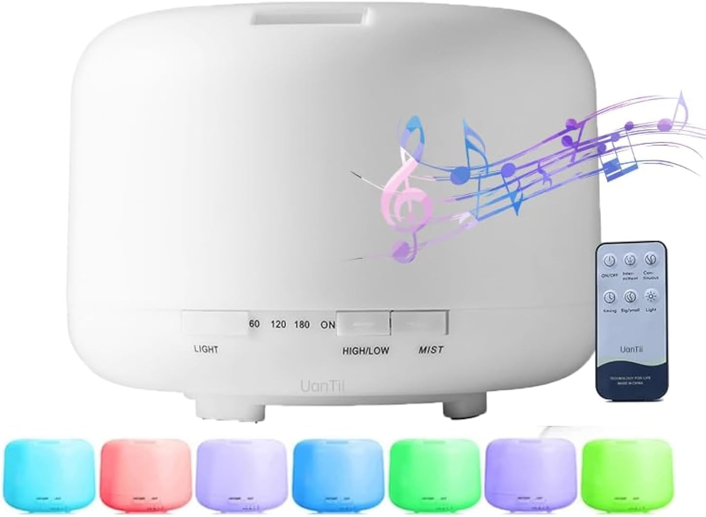 500Ml Essential Oil Diffuser 7 Color Night Light, Electric Aroma Ultrasonic Aromatherapy Humidifier Timer and Auto Shut off (With Bluetooth Speaker) image number 6