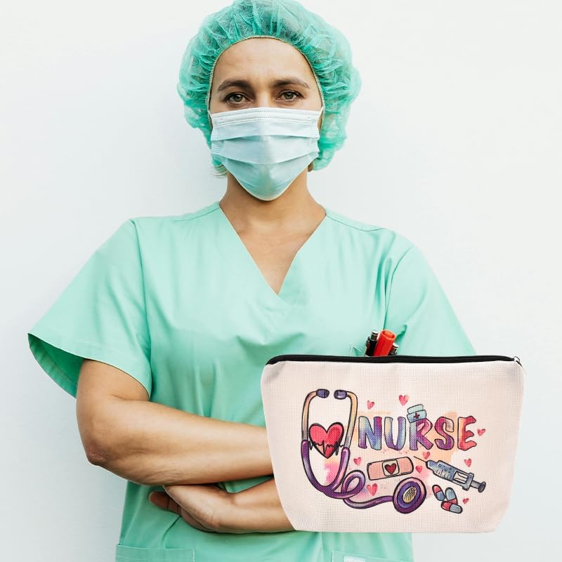 Nurse Makeup Bags Nursing Week Appreciation Gifts for Nurses Coworker Friends Cosmetic Bags for Nurse Nursing Student Graduation Gifts image number 1