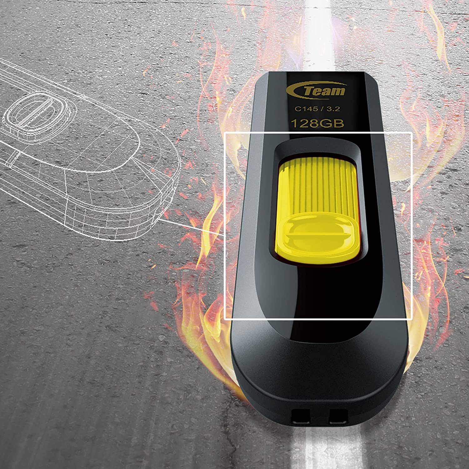 TEAMGROUP C145 32GB 10 Pack USB 3.2 Gen 1 (3.1/3.0) USB Flash Thumb Drive, External Data Storage Memory Stick Compatible with Computer/Laptop (Black-Yellow) TC145332GY23 image number 2