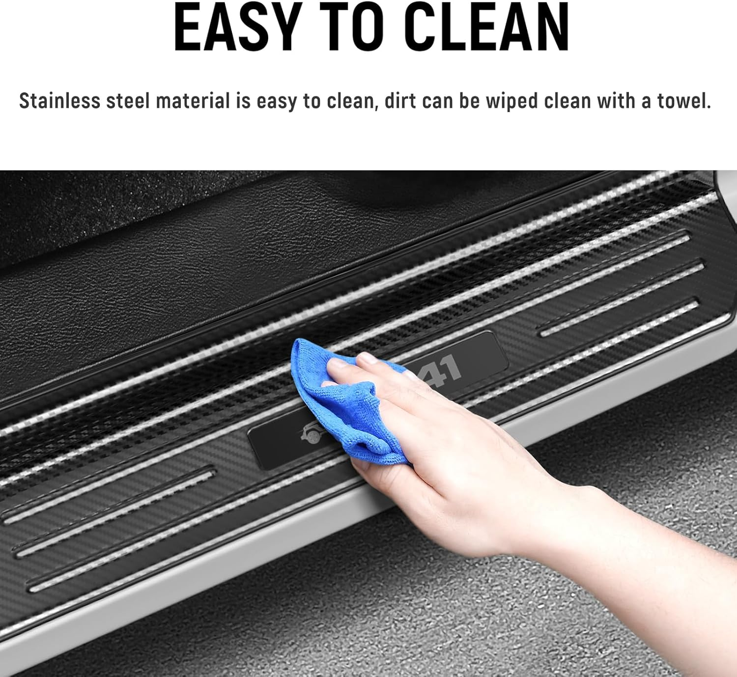 Bercicci 2PCS Door Sill Protector for Jeep Wrangler JL JLU 2018-2025 & Gladiator JT 2020-2025 Accessories Stainless Steel 2-Door Car Pedal Kick Protection (Carbon Fiber) image number 3